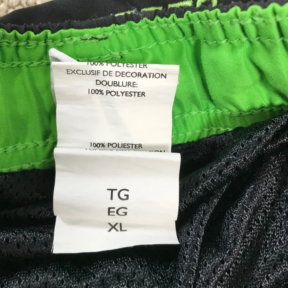 Nike Mens Swim Trunks Board Shorts XL Black Neon Green Mesh Liner Cargo Pocket